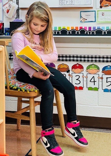 student reading