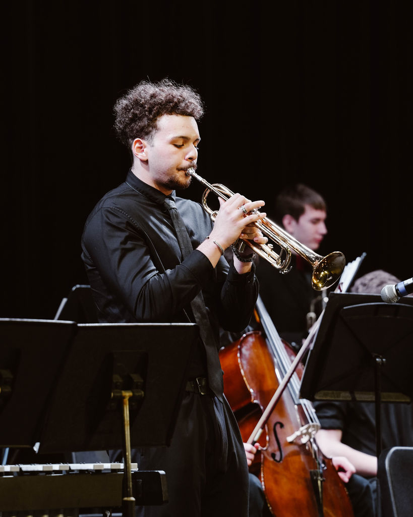 Student playing trumpet at MIOS