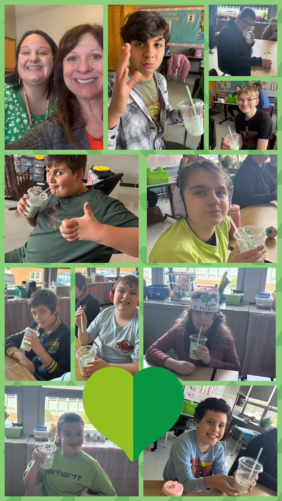 collage of photos of students and shamrock shakes
