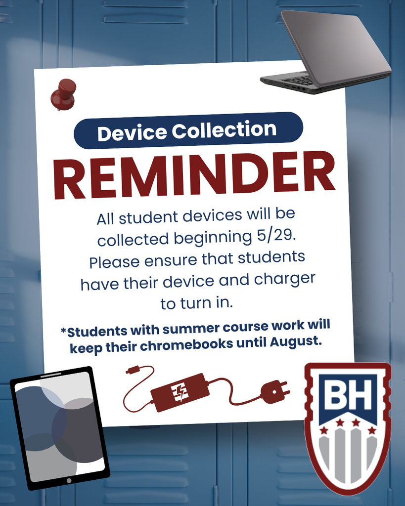 Device Collection Reminder to have students bring devices and chargers in to school.