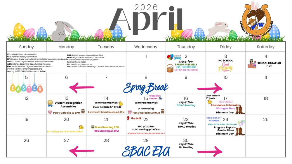 Witter April Calendar 2026