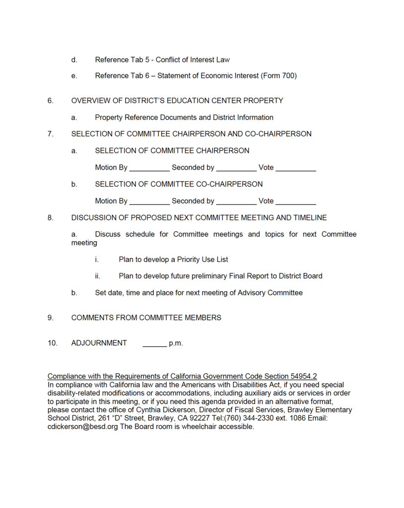 Agenda - 7-11 Advisory Committee Meeting