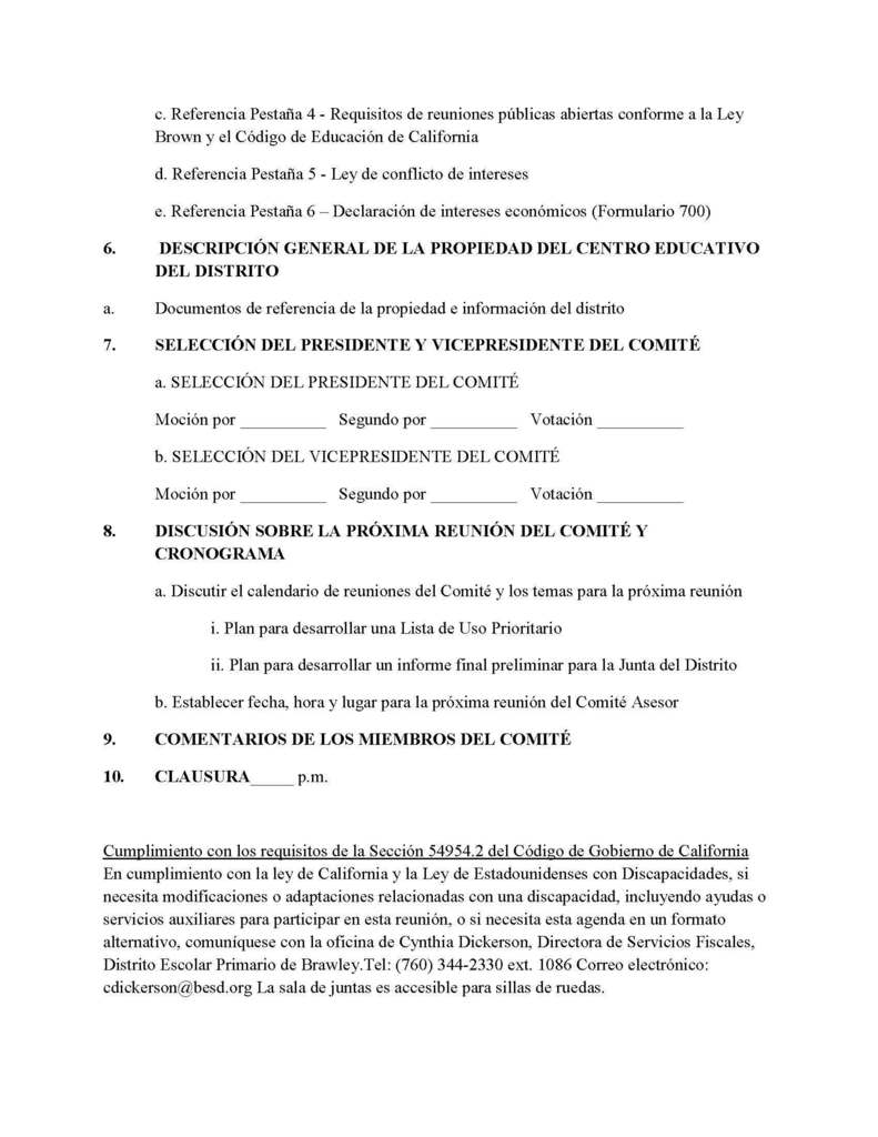Notica Reunión No. 1 del Comité Asesor de Propiedades Excedentes “7-11”