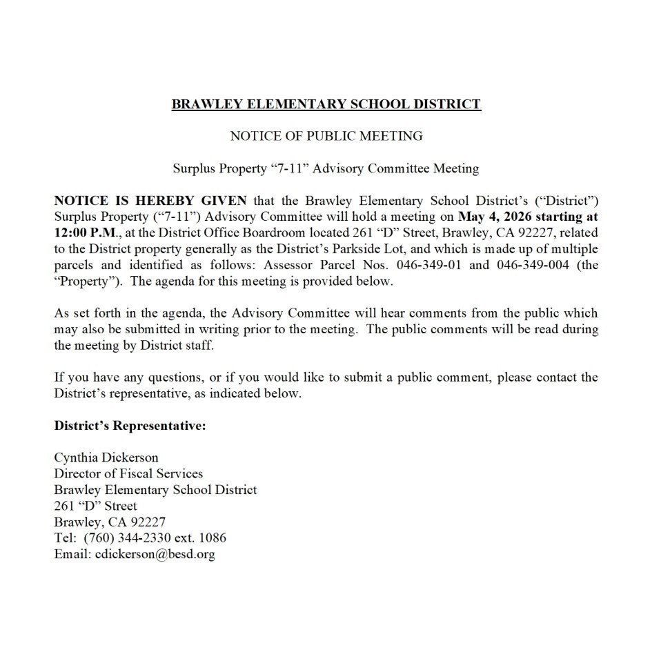 NOTICE OF PUBLIC MEETING