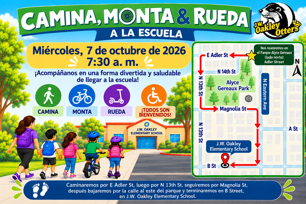 Caminta, monta y Rueda a la escuela Miercoles 7 de octubre a las 7:30am