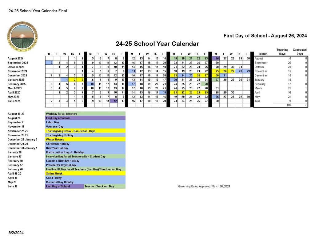 24-25 School Year Calendar