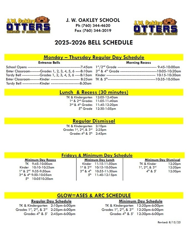 25-26 Bell Schedule