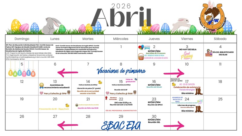 Witter April Calendar 2026 2