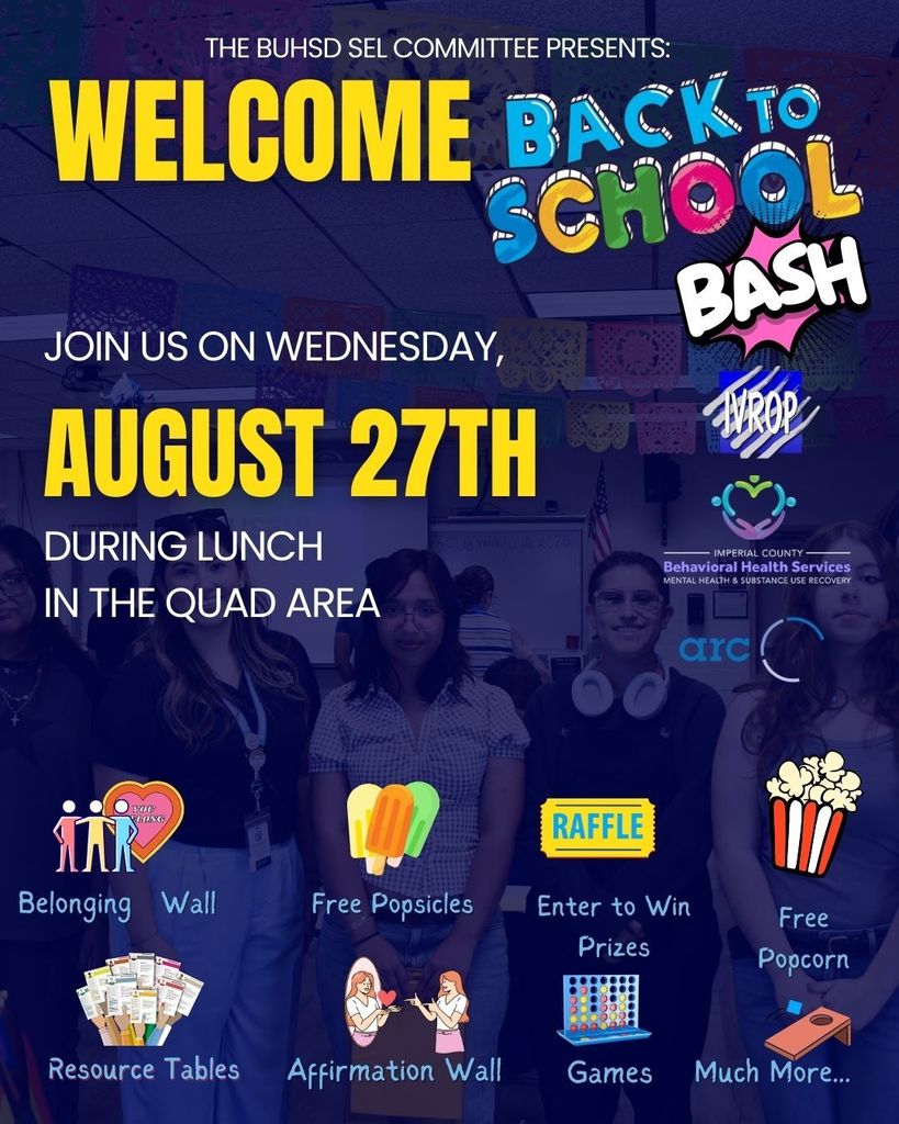Back to school bash event on August 27th during lunch at the quad area