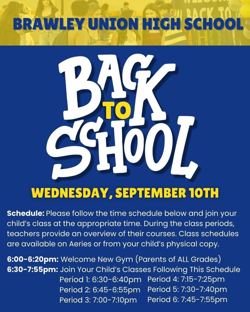 back to school night is on wednesday septemebr 10th from 6-8pm.