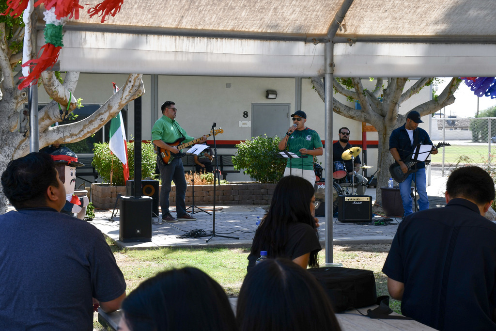 Students listen to music being perfomed by DVHS staff