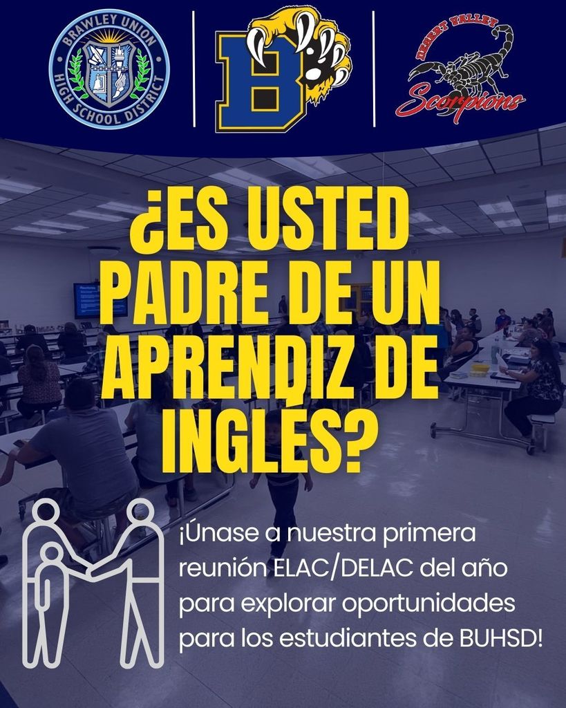 ELAC / DELAC Meeting on September 30th at 6om at BUHS Cafeteria