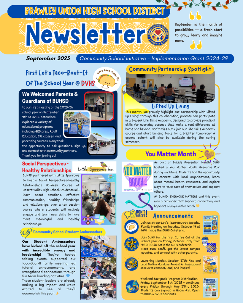 Community School September Newsletter