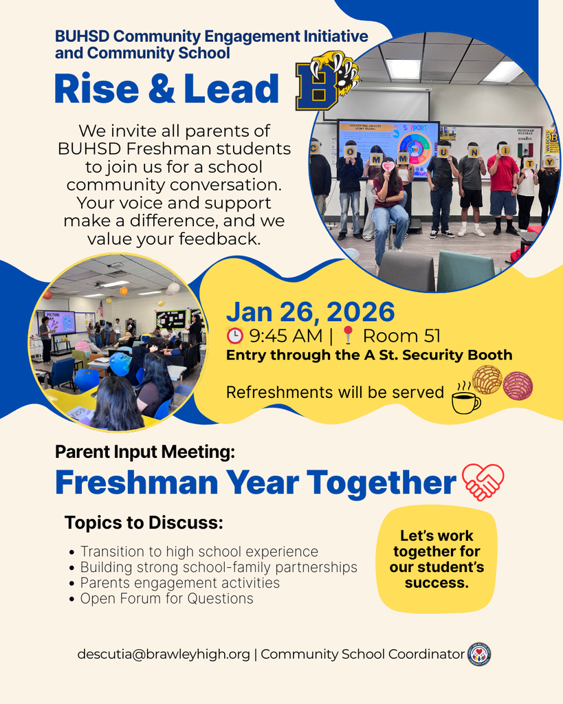 Rise and Lead parent input meeting on january 26th, 2026 at 9:45 am in room 51.