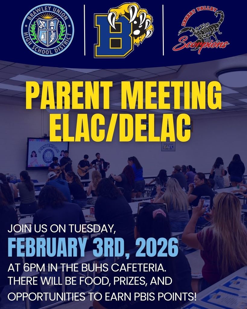 DELAC Meeting on February 3rd at 6pm in the BUHS Cafeteria