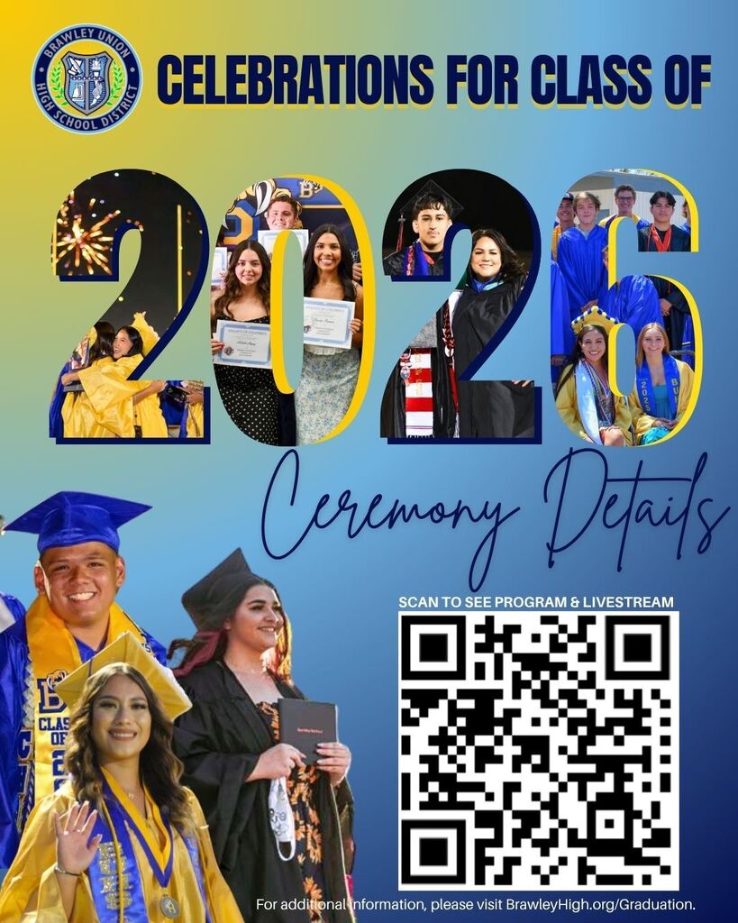 BUHSD 2026 - Ceremony Details. Scan QR Code for livestream and program