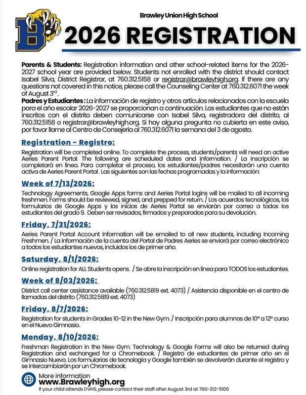 BUHS 2026 Registration information is available at brawleyhigh.org/registration.
