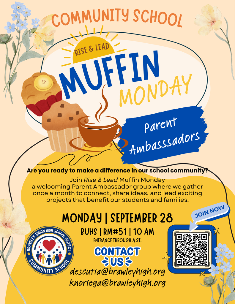 Muffin Monday on September 28 at 10am in Room 51