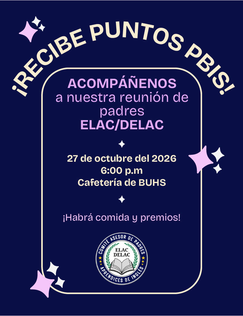 Reunión de DELAC en octubre de 2026 en la cafetería del BUHS