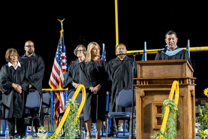 superintendent simon canalez addresses the crowd at graduation