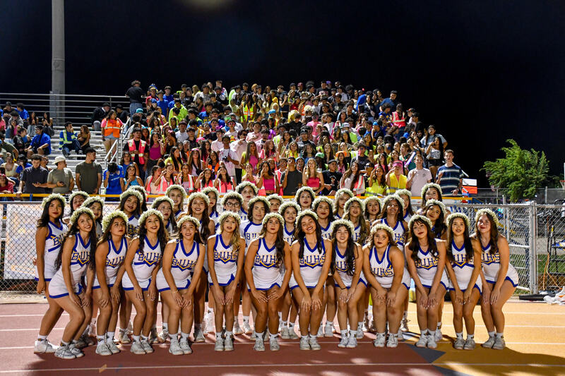Student section at football game.