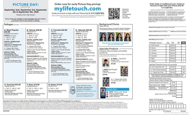 Lifetouch Picture Order Form