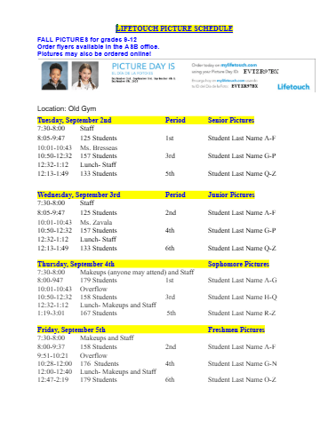 Picture Schedule