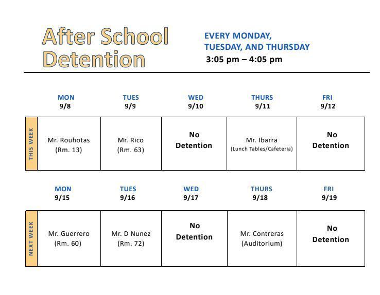 Detention Schedule