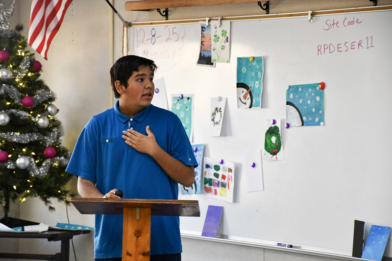 Student presents senior portfolio.