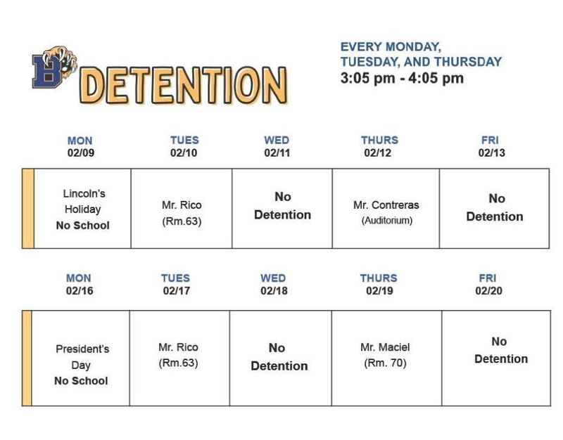 Detention Schedule