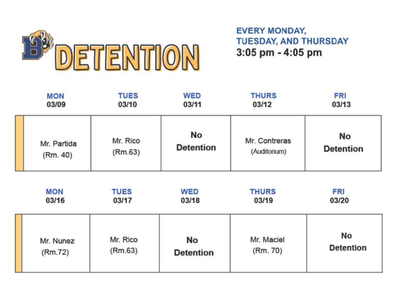 Detention Schedule