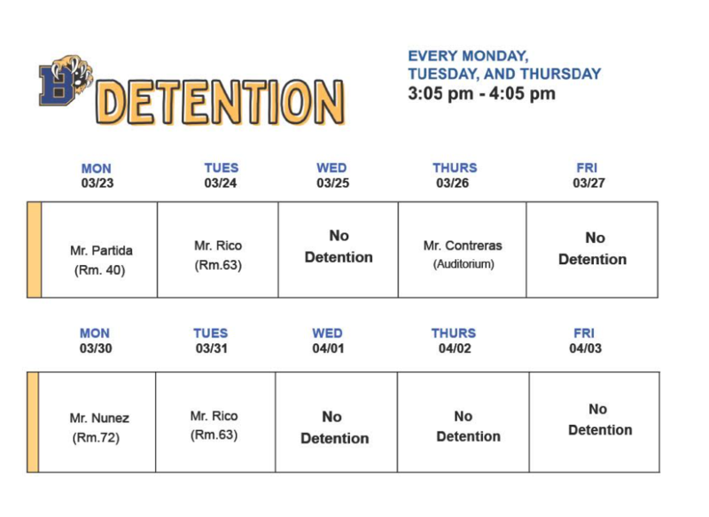 Detention Schedule