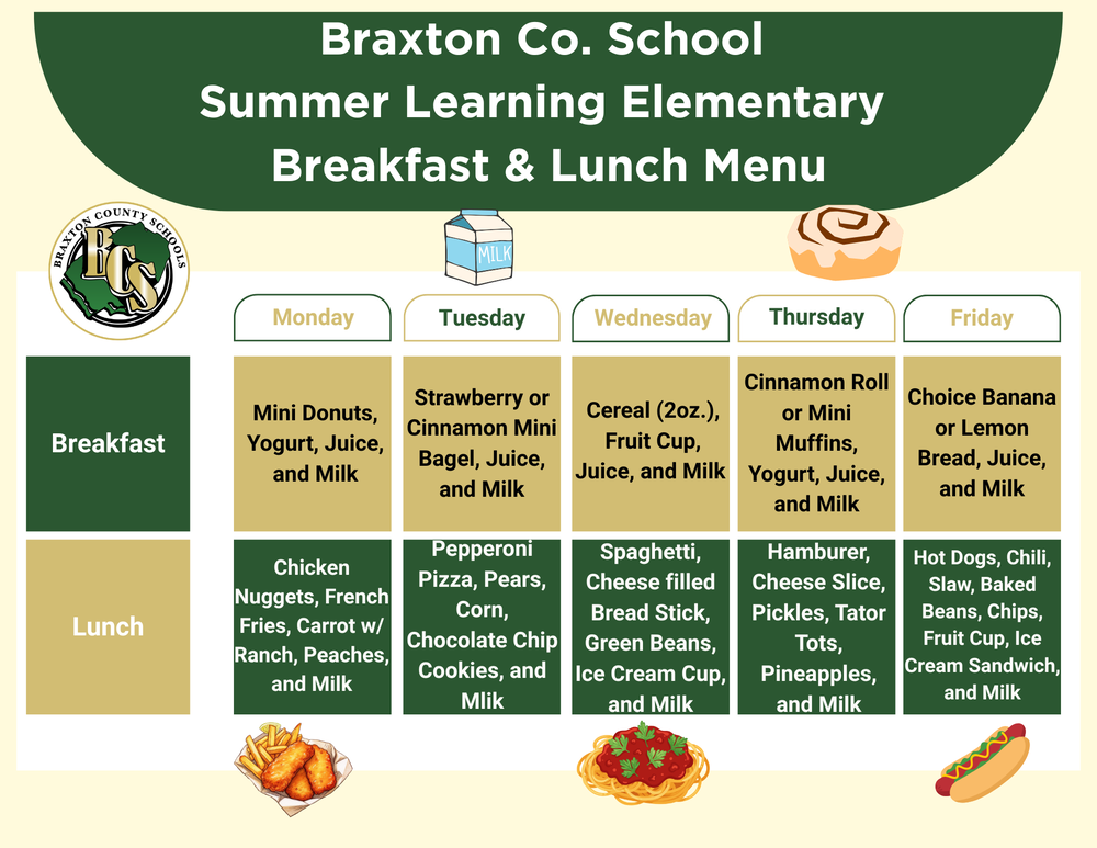 Summer School Menu