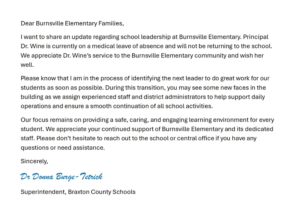 Dear Burnsville Elementary