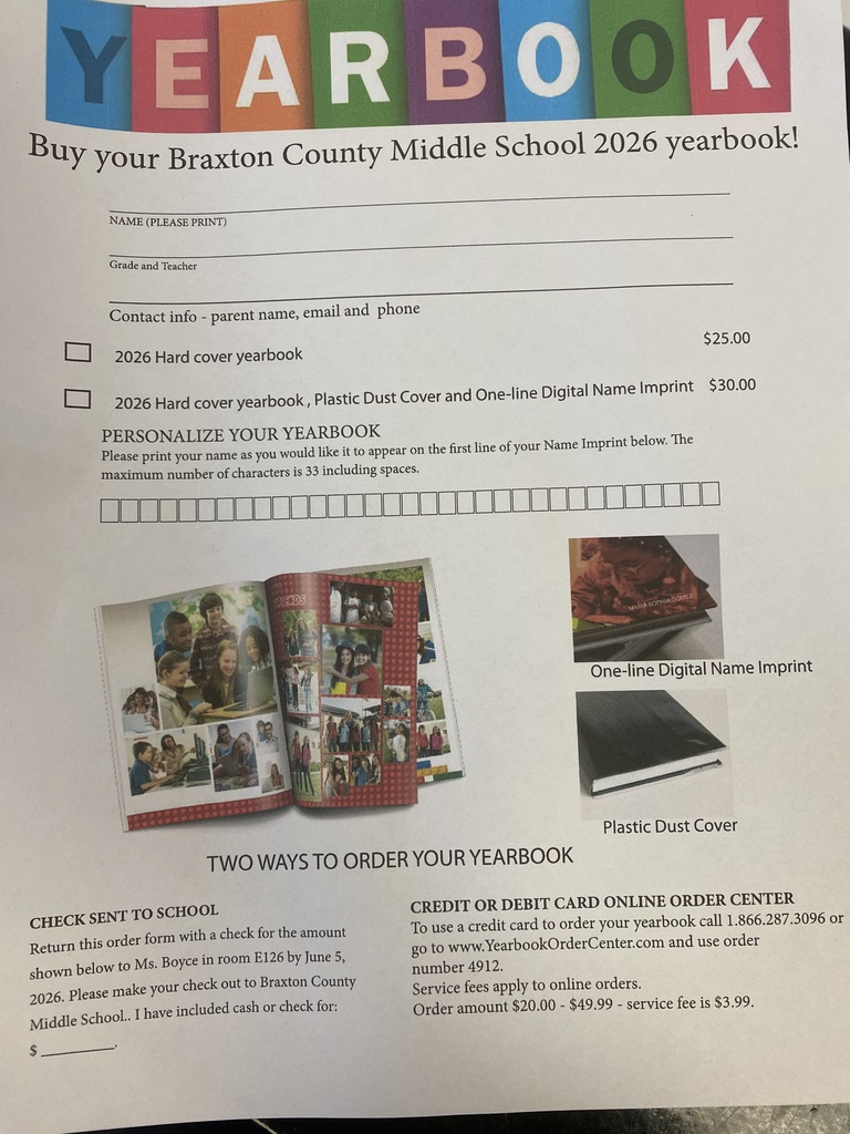 BCMS 2026 Yearbook order form