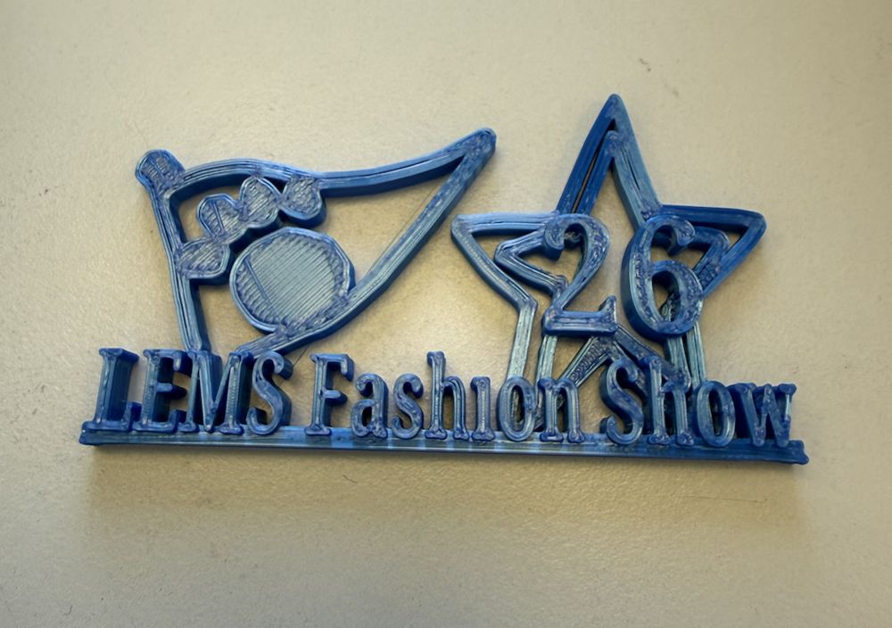 a photo of blue 3D artwork LEMS Fashion Show