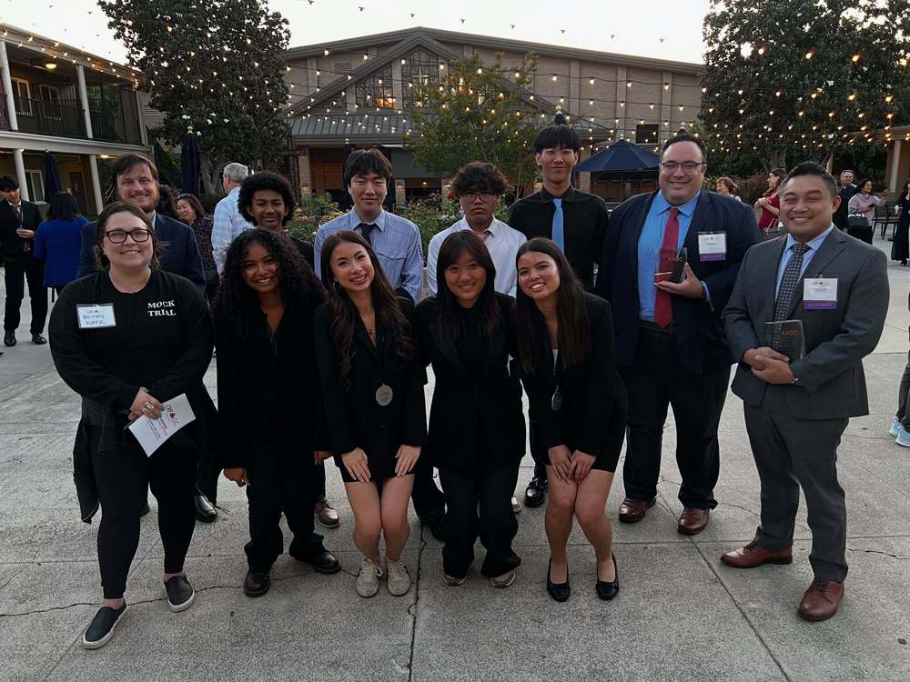 a group photo of students and coaches of the bohs mock trial program