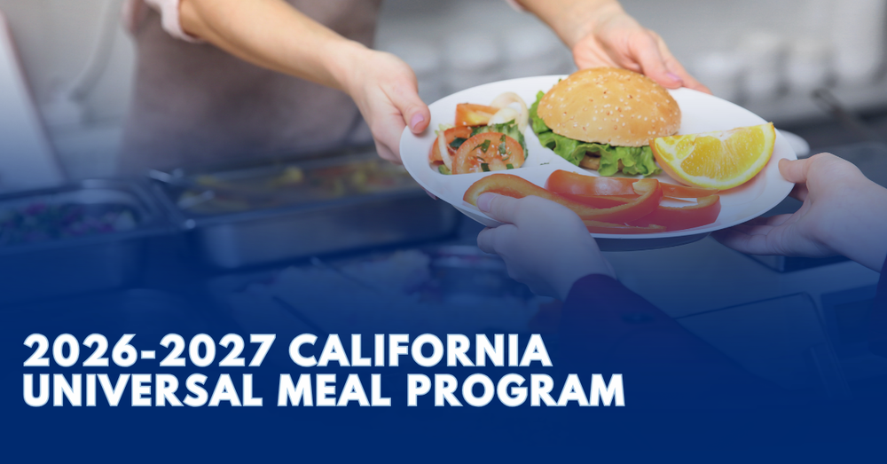 a person hands a plate of food to another person. hands are only seen in the photo. A blue overlay over the picture with text on the image