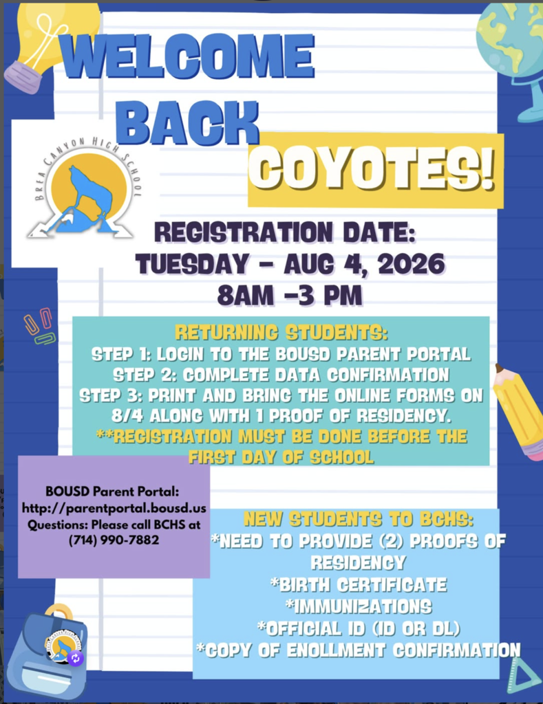a flyer with BCHS branding and information about registration on Aug. 4