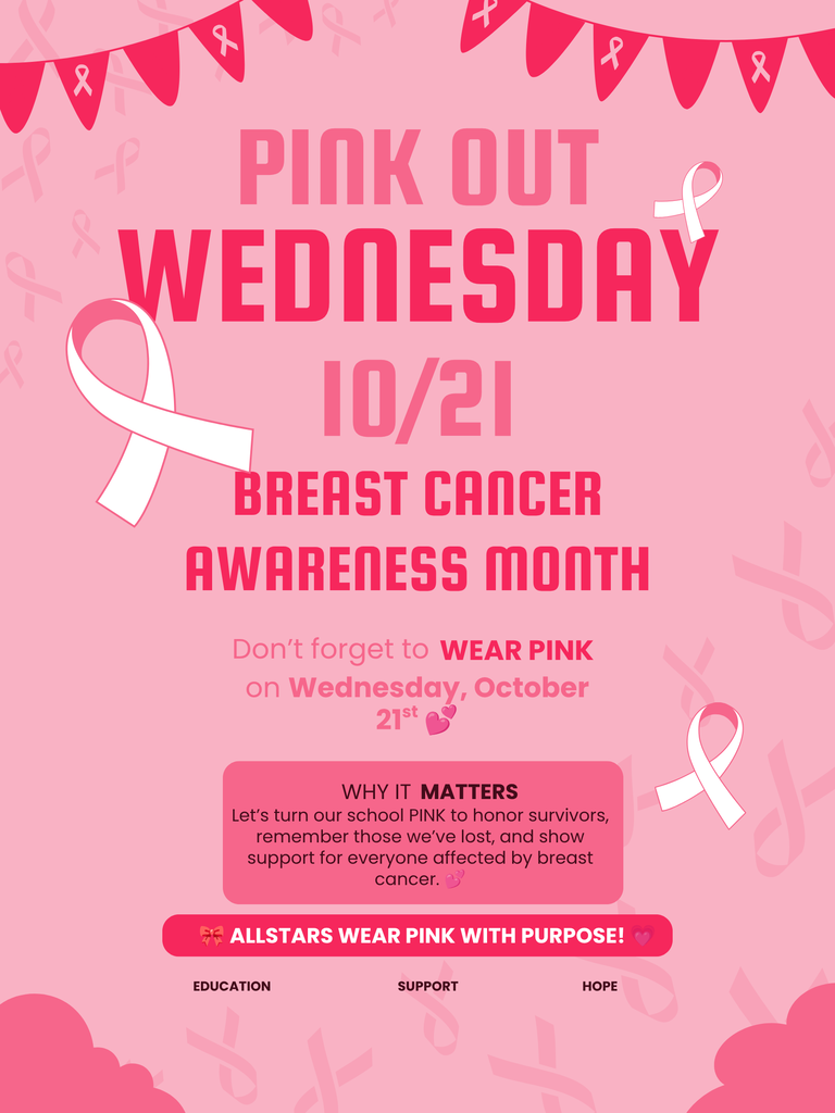 Pink Out Wednesday Breast Cancer Awareness October 21st