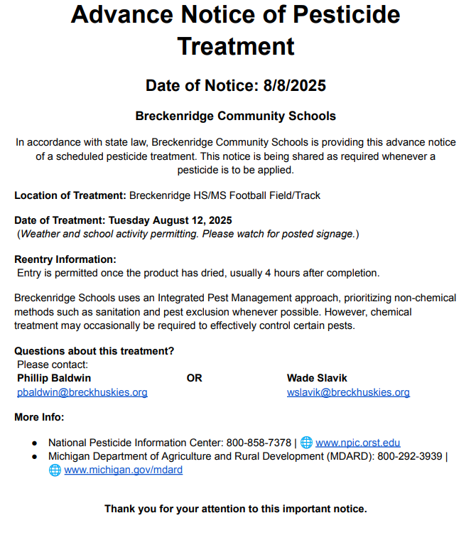 Pesticide Treatment Notice
