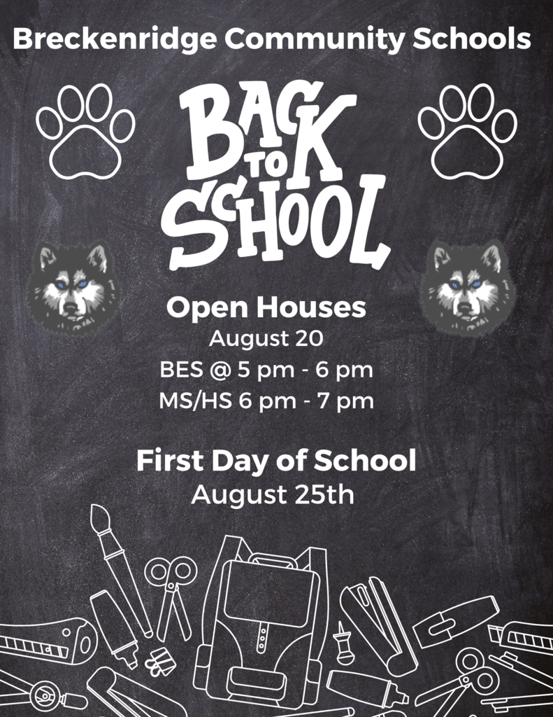 Back To School Flyer 2025-2026 Open House and First Day of School Dates