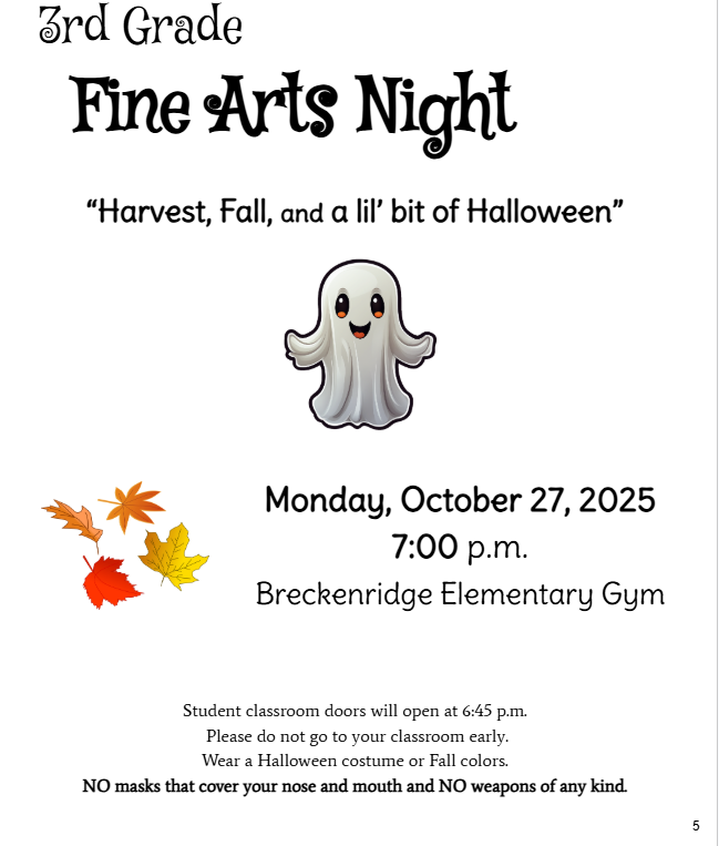 3rd grade fine arts night