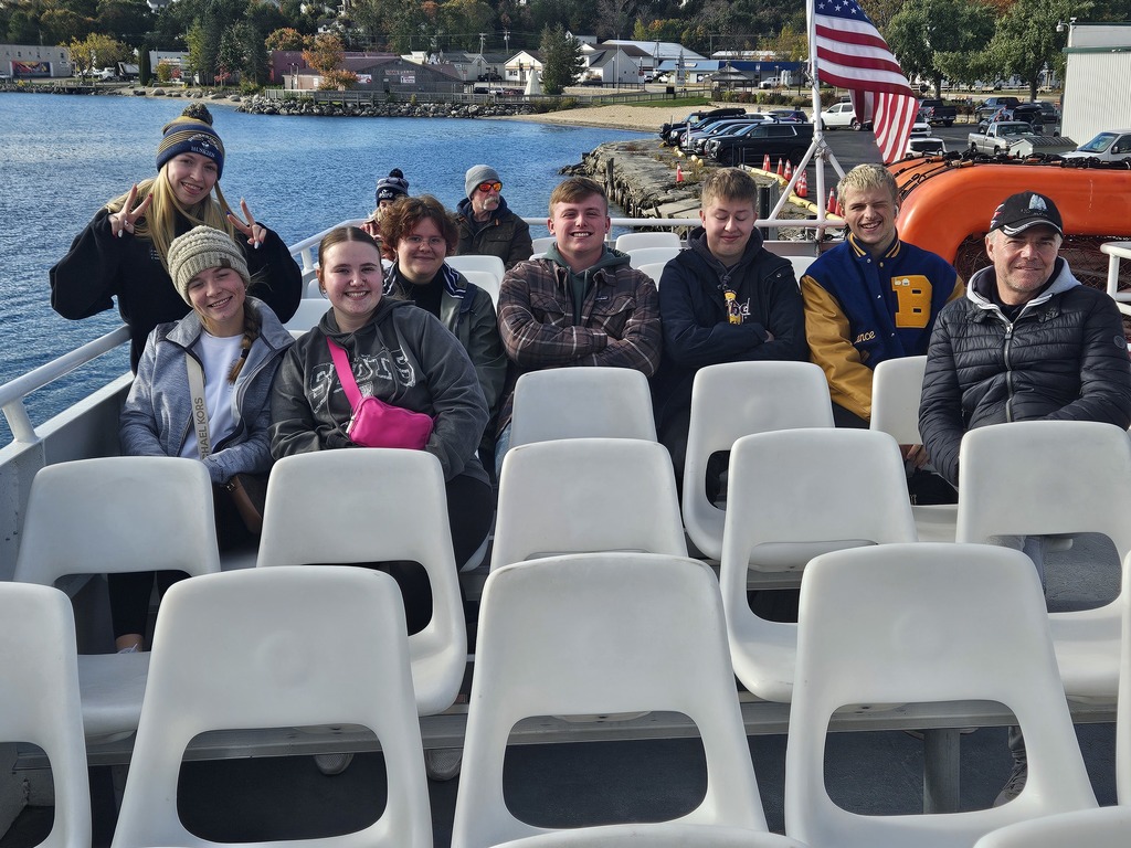 Sitting on top of the ferry ride to Mackinac Island.
