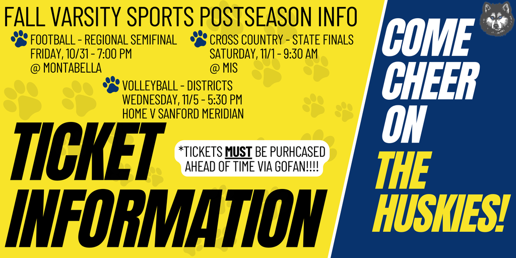 Fall Varsity Postseason ticket info