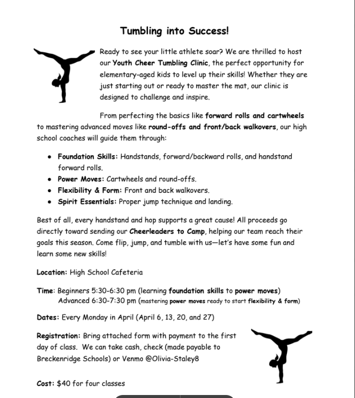 youth cheer tumbling clinic