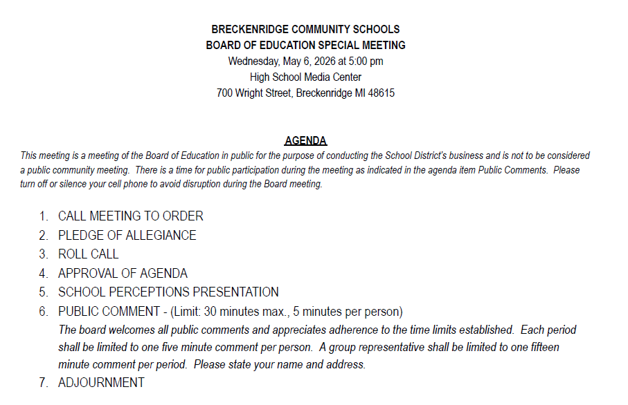 special board mtg
