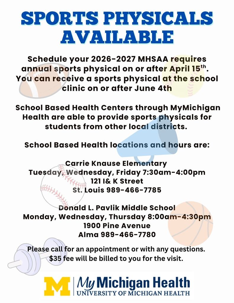 Sports Physicals Available!