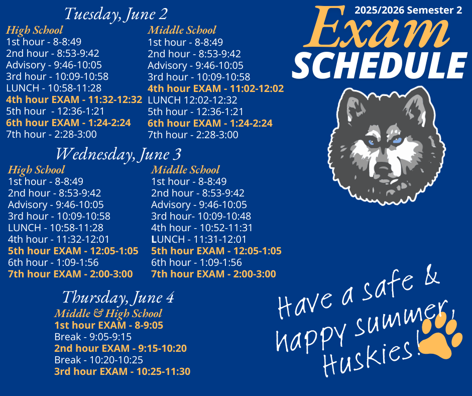 Semester 2 Exam Schedule