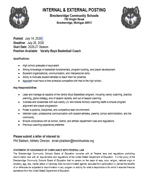 Boys varsity basketball coach